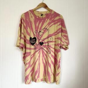 H&M Divided Care Bears Tie Die Colorful Graphic Short Sleeve T-Shirt Men's XL